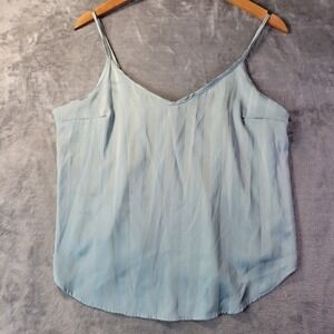 Danskin Womens L Light Blue Striped Cami‎ Tank Adjustable Straps Flowy